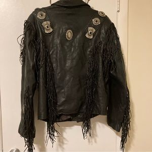Vintage Arturo Burray Black Fringe Leather Southwest Style Jacket